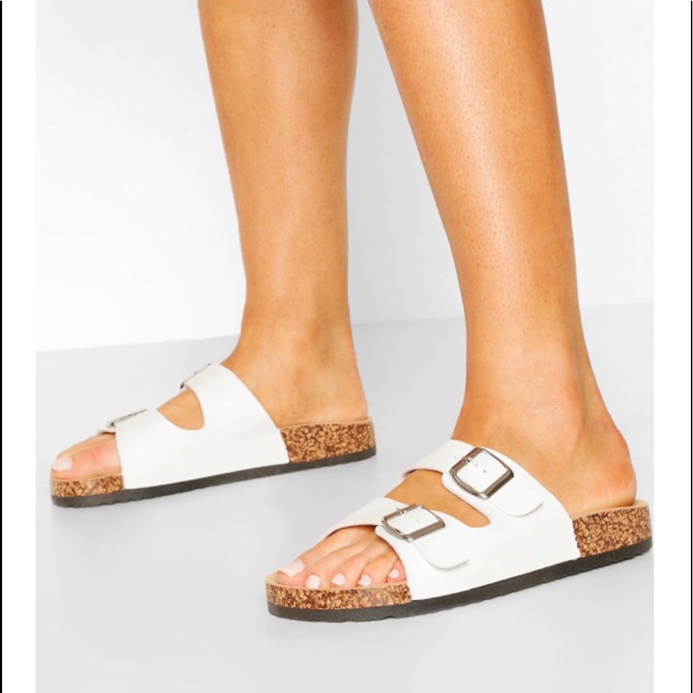 double buckle slide sandals